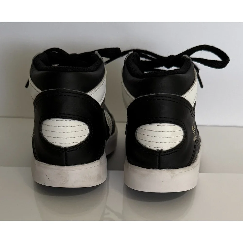 Adidas Hoops‎ Mid 2.0 Kids Black White Gold Sneakers Size 10K FV5738 Ortholite